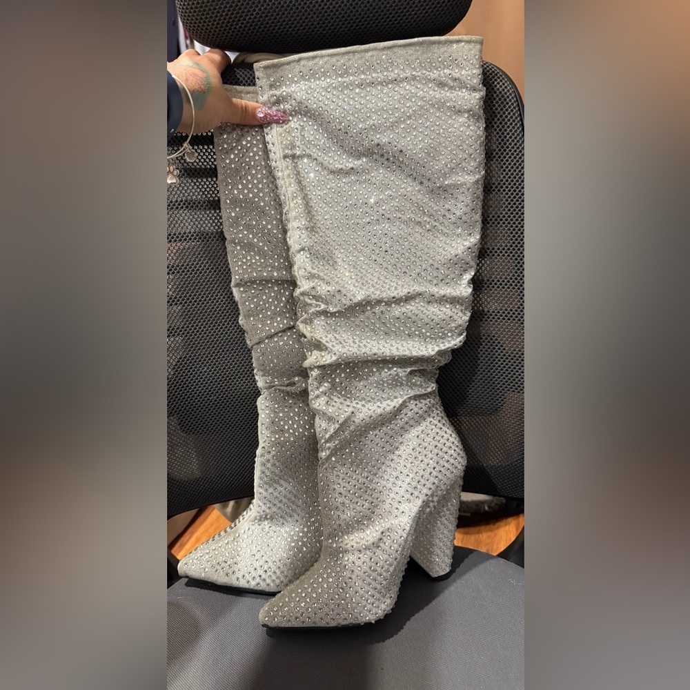 BAMBOO Silver Heeled Boots